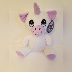 NWT A&A Global Industries Unicorn Plush Stuffed Animal White Purple 11"